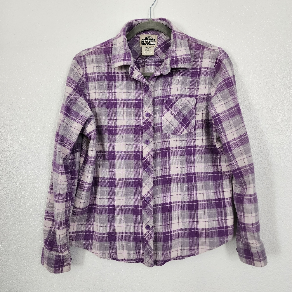 Old Mill purple plaid flannel sz M